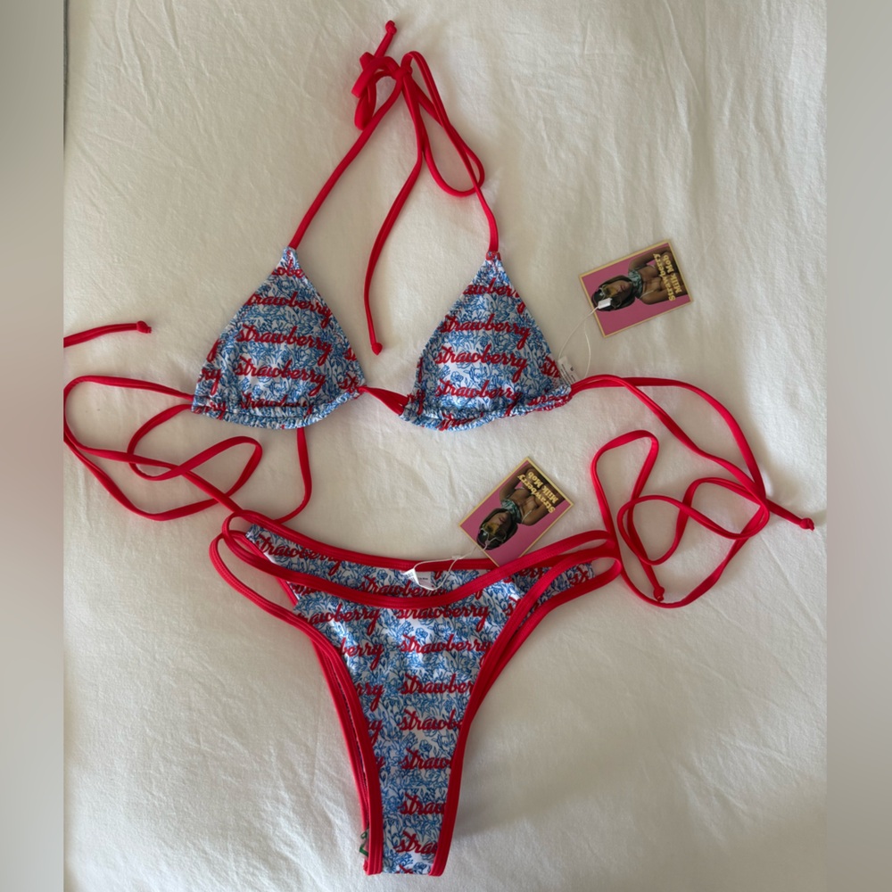 Strawberry Milk Mob Red and Blue Bikini